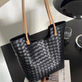 Tote bag 2024 new women's bag fashion woven large capacity minimalist cowhide shoulder handbag genuine leather bag