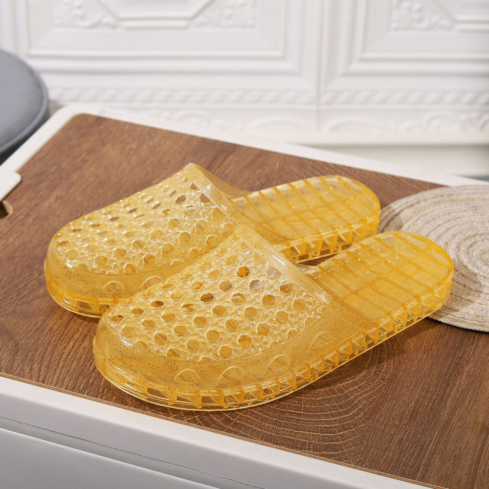 2024 summer new women's closed-toe transparent jelly flat sandals - bathroom non-slip indoor slippers, outdoor beach shoes