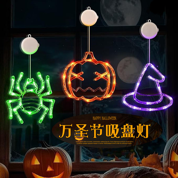 Halloween Sucker Light Holiday Party Decoration Ghost Light Sucker Pumpkin Light LED Indoor Wall Hanging Ambient Light