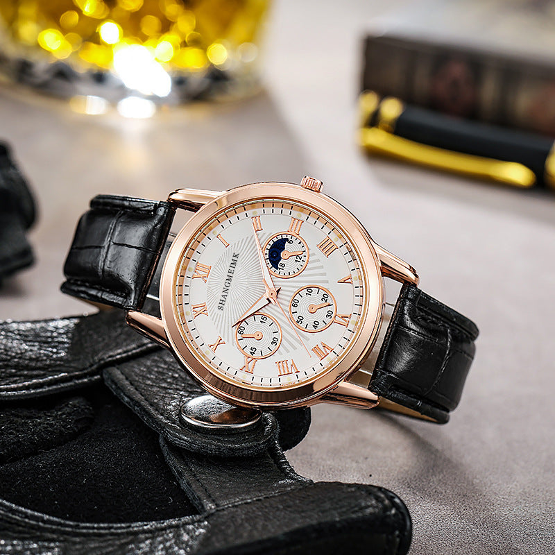 Wholesale manufacturer of fashionable men's watches for export, cross-border e-commerce quartz watches, three-eye men's business watches, men's wristwatches