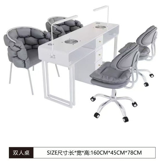 Widened 45cm, same price: iron sheet, baked enamel, odorless, multifunctional nail table - trendy, light luxury, cream-colored nail table