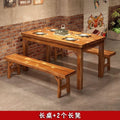 Solid wood dining table and chairs chinoiserie carbonized hot pot barbecue rectangular log dining table restaurant snack shop restaurant dining table