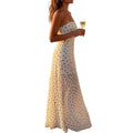 Women's new summer casual elegant polka dot print off-the-shoulder slim fit a-line maxi dress - perfect for dates