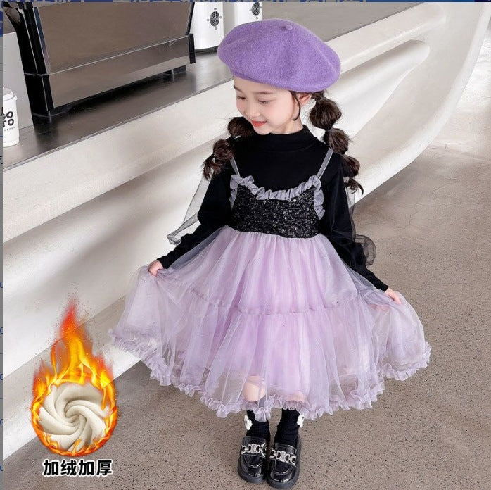 Girls' dress  spring new arrival - faux two-piece baby girl dress, birthday party dress, princess dress for toddlers and young children