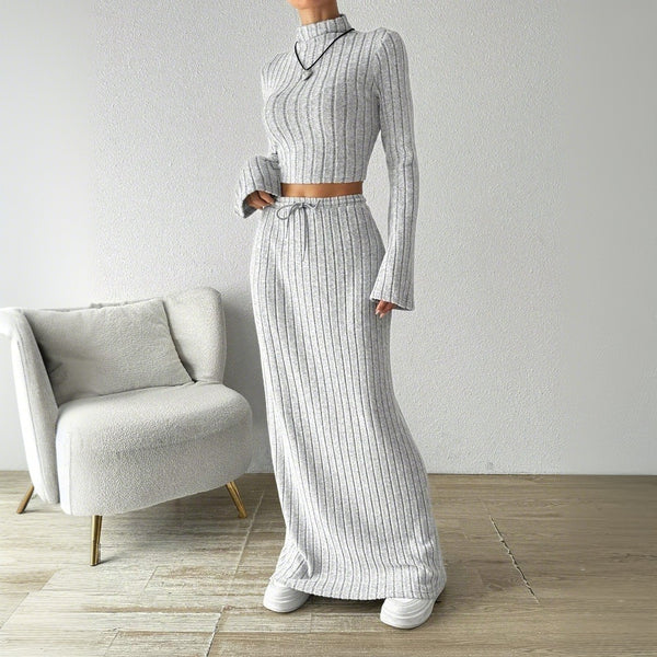 women's clothing simple casual fashion set 2024 autumn and winter new versatile commuter knitted two-piece set