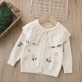 Girls' cardigan sweater,  autumn/winter new collection, kids' knitted outerwear, baby all-over embroidered top - dropshipping available