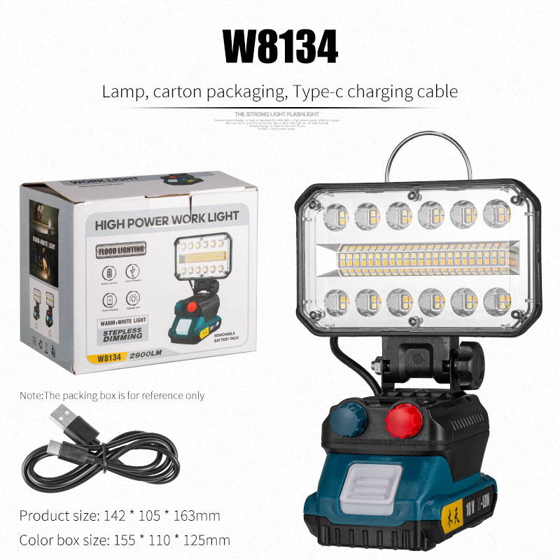 Cross-border new portable work floodlight USB charging large floodlight long battery life LED maintenance emergency lighting