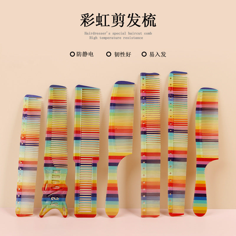 Ingrid Rainbow Cutting Comb Hair Salon Special Zone Positioning Anti-static Rainbow Comb Hairdressing Tip Tail Highlighting Comb