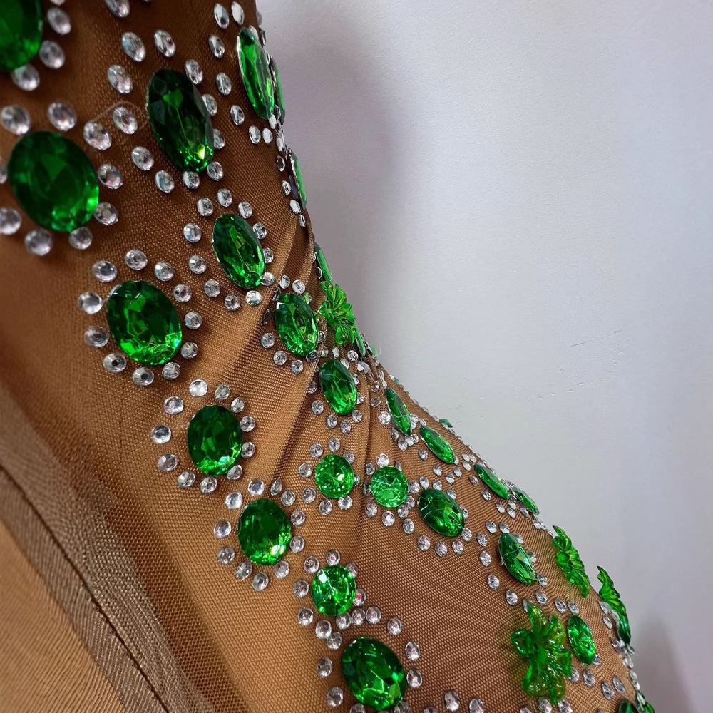sexy backless luxury rhinestone dress - european & american style, sparkling nightclub performance costume, party evening gown