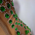 sexy backless luxury rhinestone dress - european & american style, sparkling nightclub performance costume, party evening gown