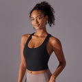 Fashion nude pure color seamless one-piece cup vest cross back yoga bra running fitness sports intimates women