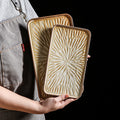 Japanese-style ceramic creative retro rectangular flat plate fish plate restaurant home hotel unique serving plate dessert plate square plate