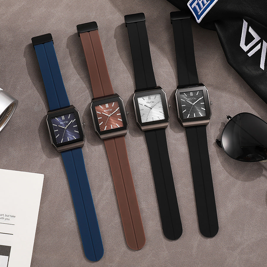 New arrival cross-border hot-selling silicone strap men's watch, foreign trade bestseller, quartz fashion wristwatch, wholesale