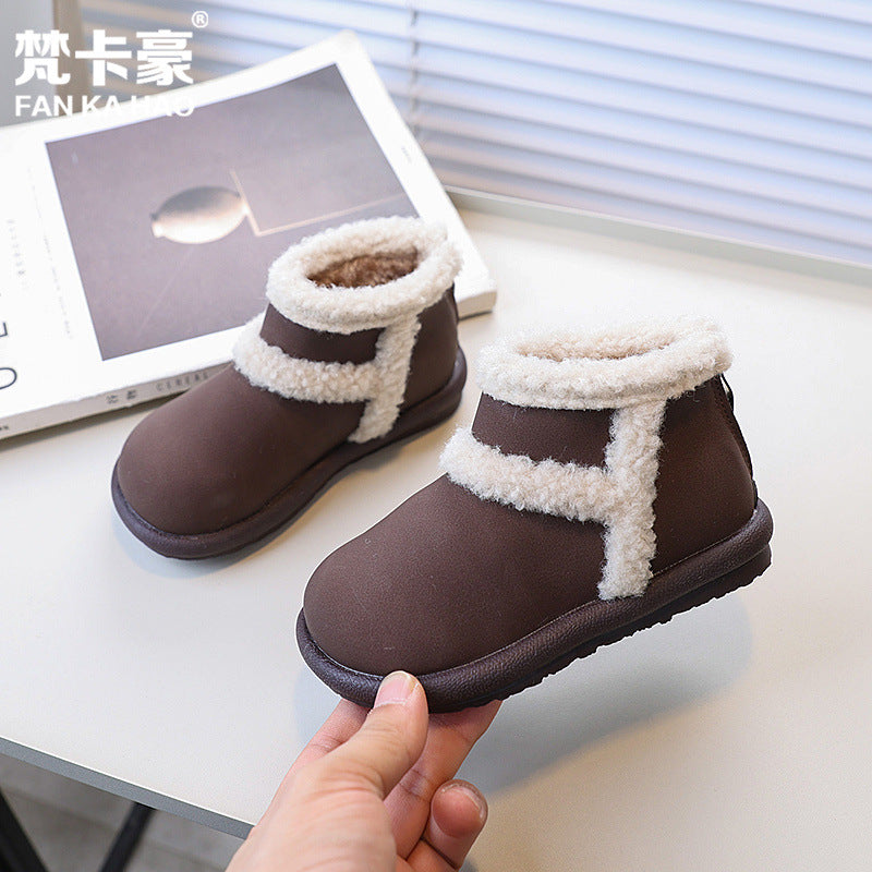 Vancahao girls' fashion lambswool snow boots - new  winter collection - kids' fleece-lined, extra-thick cotton ankle boots