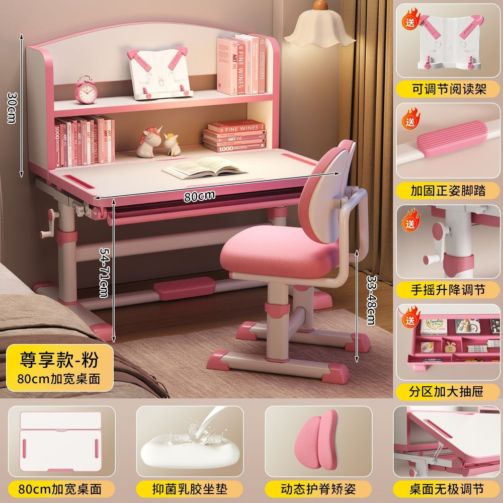 Adjustable height desk and chair set for kids - perfect for elementary school students, home study, and writing