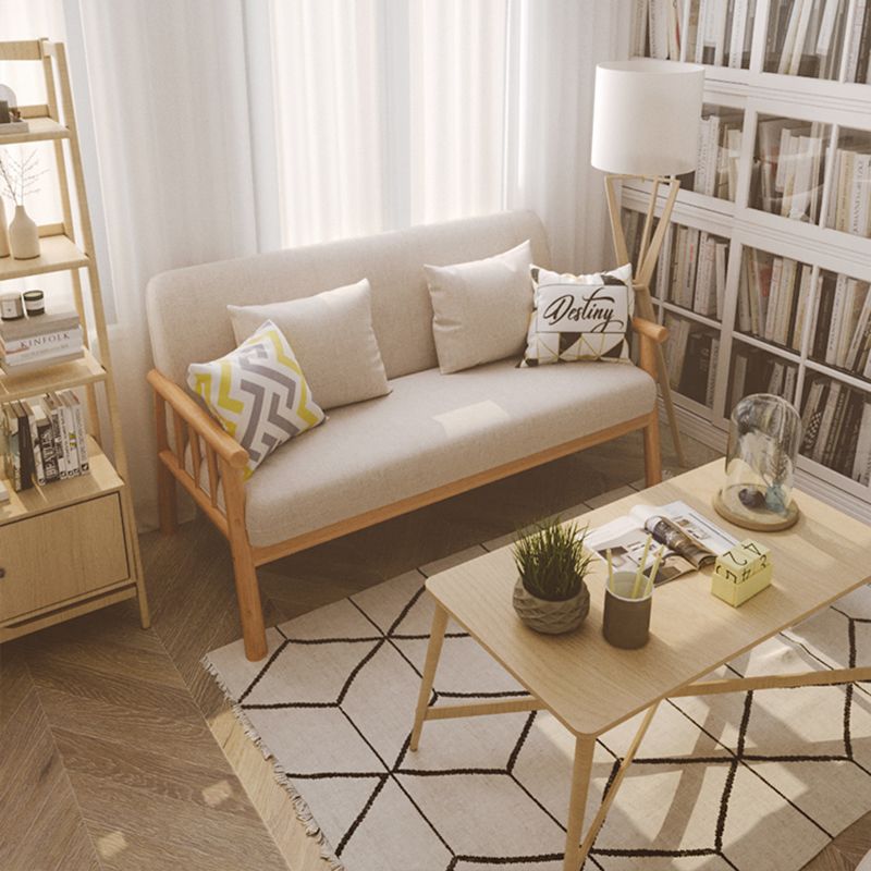 Scandinavian solid wood sofa small apartment double three-person living room clothing store japanese style simple easy modern fabric sofa