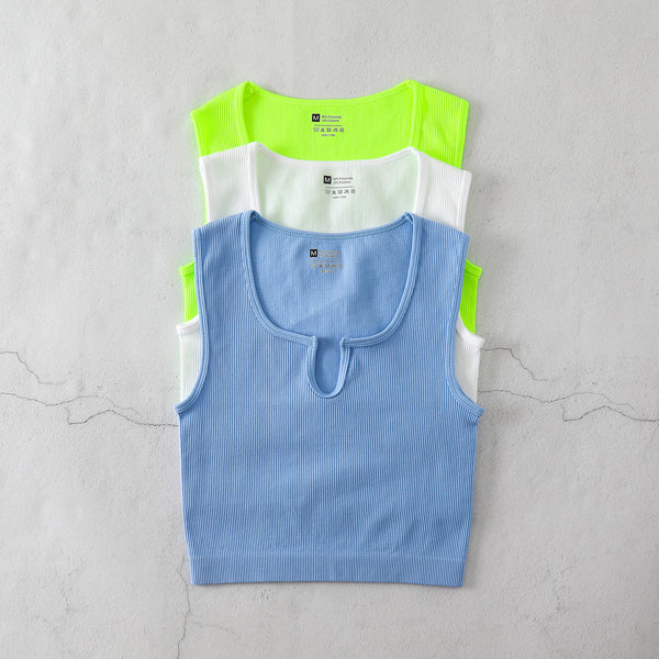 Threaded Wide Shoulder Vest Seamless Traceless Underwear U-Neck Steel Rim Shockproof Running Sports Bra