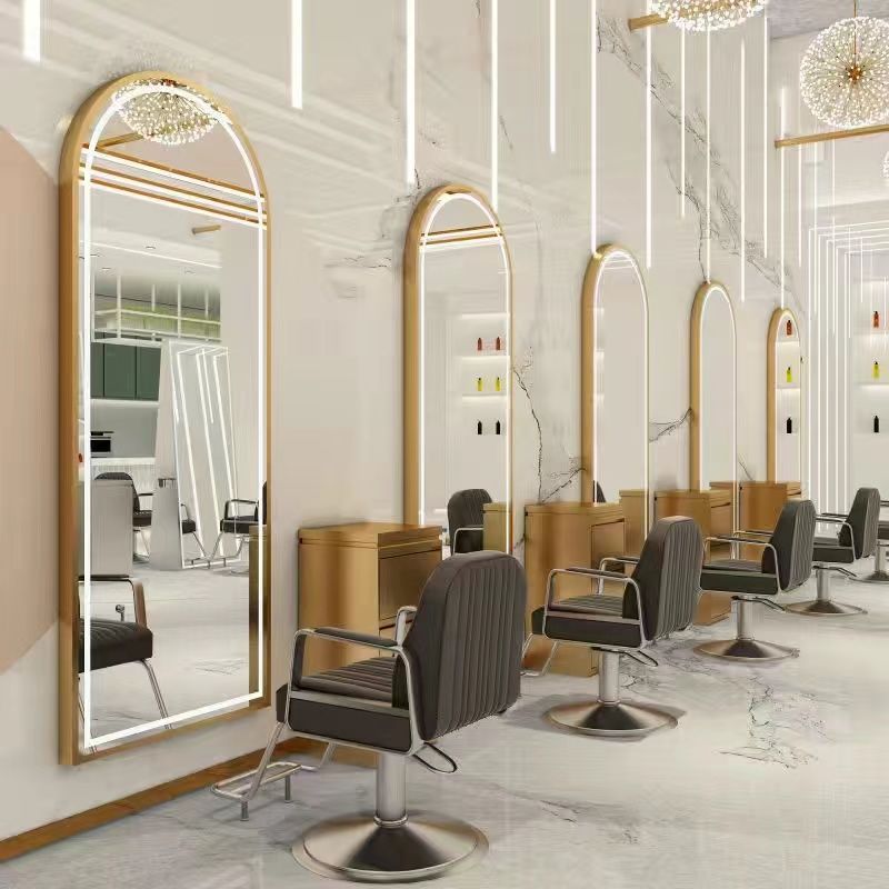 Hairdressing shop popular mirror wall-mounted hairdressing mirror table single-sided light mirror wall-mounted hair salon led mirror special smart