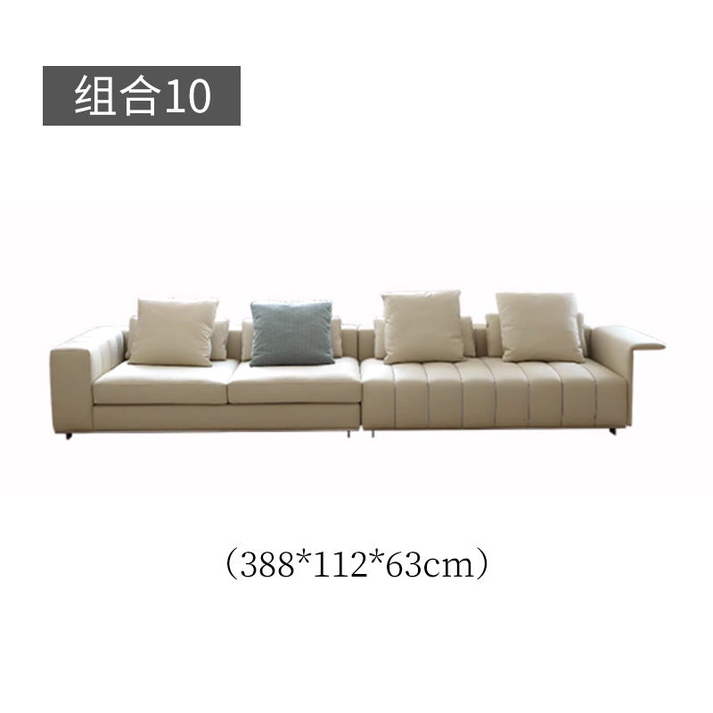Italian minimalist piano key genuine leather sofa modern casual large apartment house living room combination napa cowhide sofa