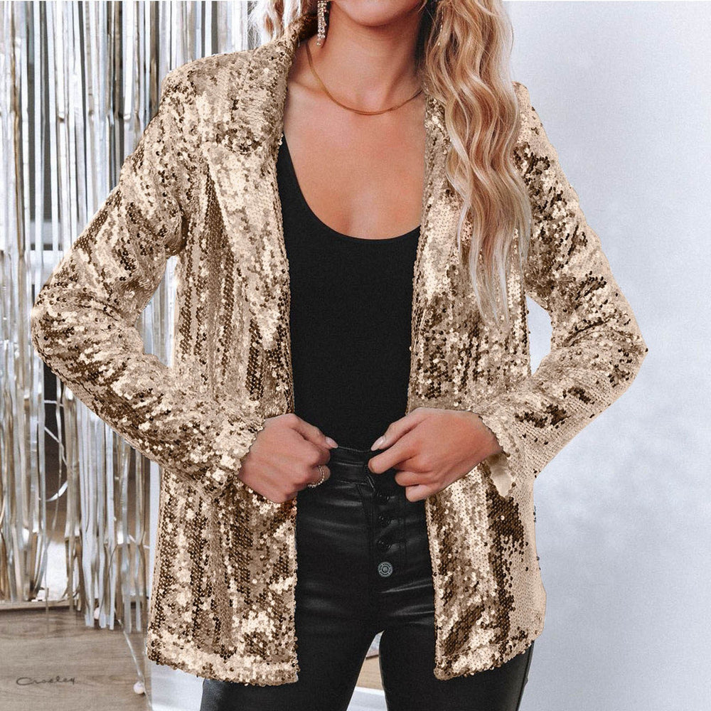 Aliexpress  european and american women casual sequin tops multi-color sequinlong sleeveselegant suit outwearins
