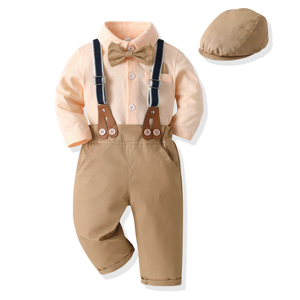 new product spring boys suit cotton printing baby boy long-sleeved shirt romper birthday first birthday dress