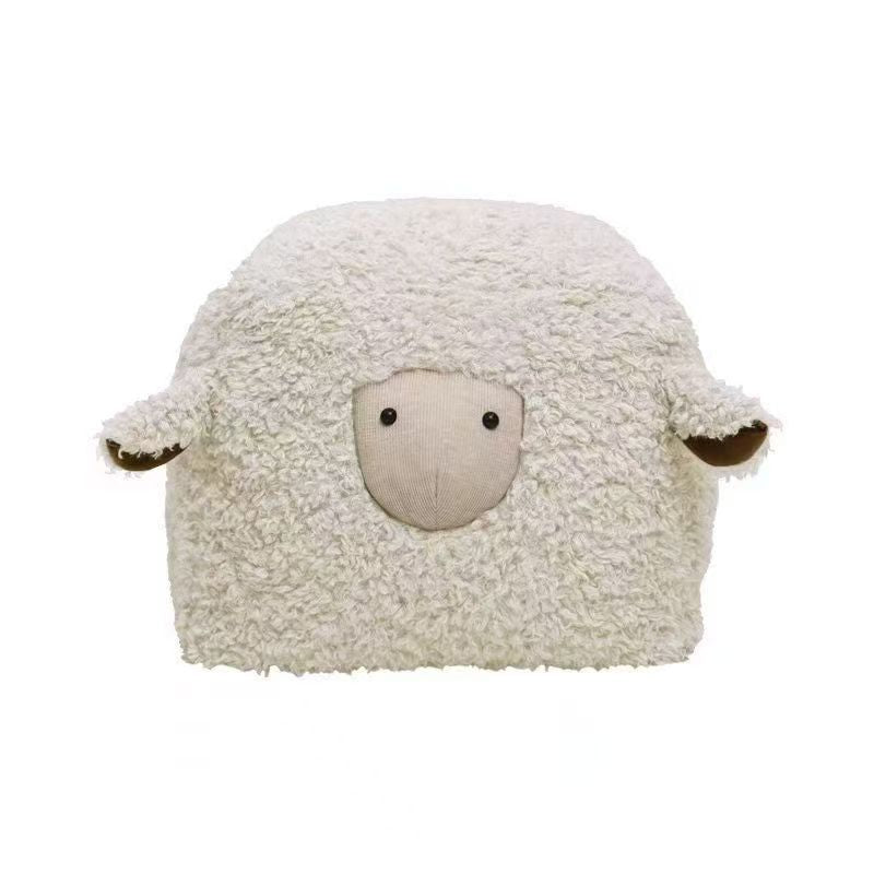 Sheep stool lazy sofa lazy shoe changing stool footrest plaid soft stool kids doll housewarming gift