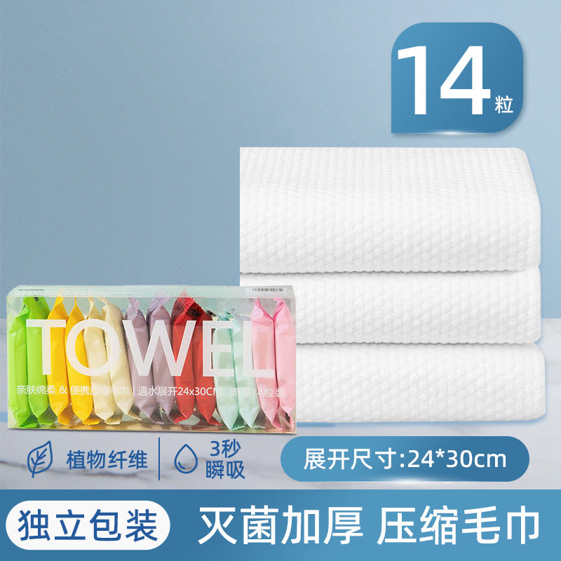 Disposable compressed towels for face washing - thickened, highly absorbent, large size - perfect for travel, business trips, and hotel stays - individually wrapped