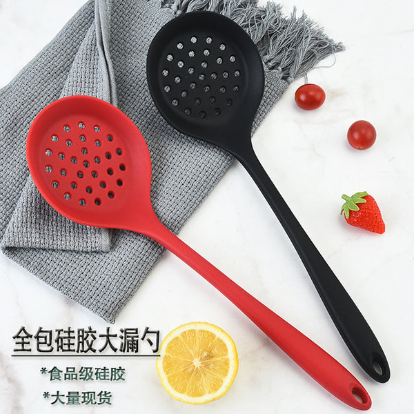 Thickened silicone colander High temperature resistant cooking spoon Non-stick pan Spoon Hot pot spoon Filter colander Dumpling Fence fishing