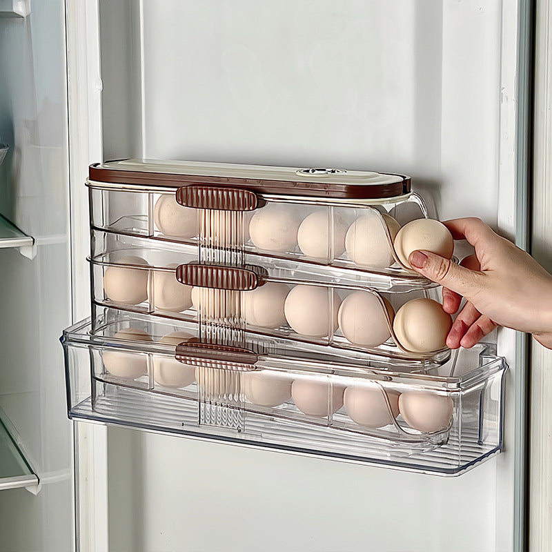Household multi-layer automatic rolling egg storage box, kitchen egg rack tray, refrigerator special light luxury egg box