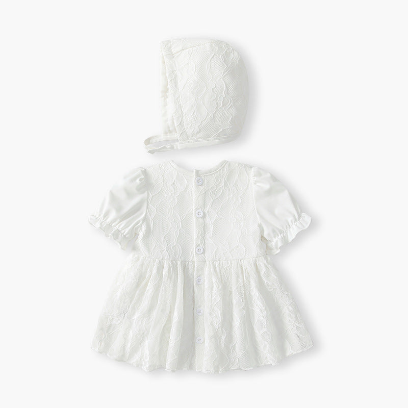 Girls' summer dress  new style baby girl formal dress hundred days celebration baby skirt white pleated girl princess dress