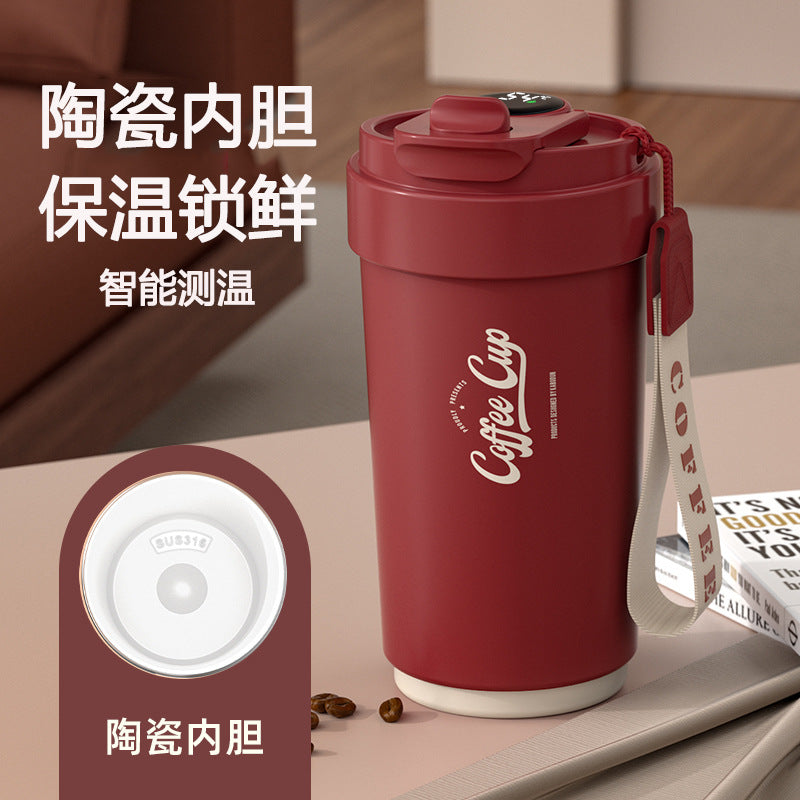 Wholesale 316 retro smart coffee mug - ceramic liner, insulated hot & cold water bottle, portable car cup, personalized engraving available