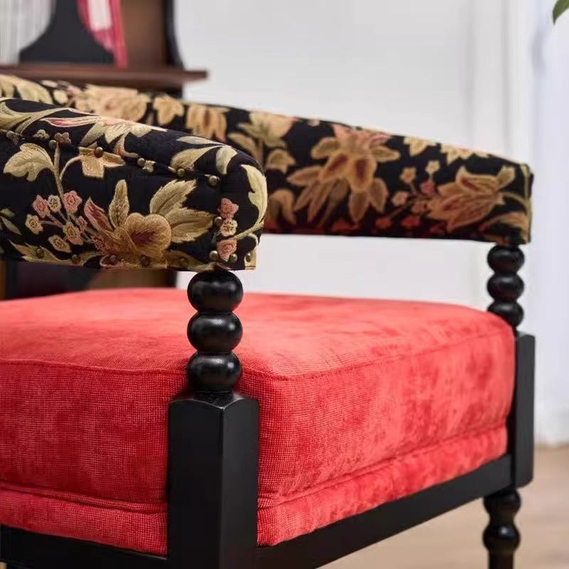 French retro single sofa chair balcony lazy single chair designer style living room fabric casual chair medieval lounge chair