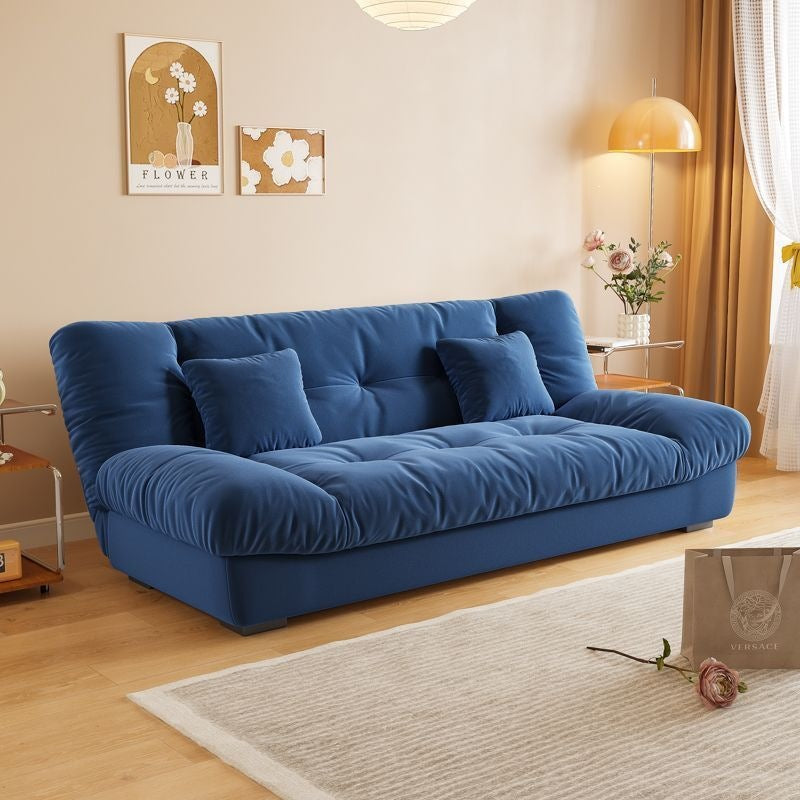 Sofa bed all-in-one dual-purpose cloud sofa living room small apartment rental house fabric sofa straight row foldable sofa wood