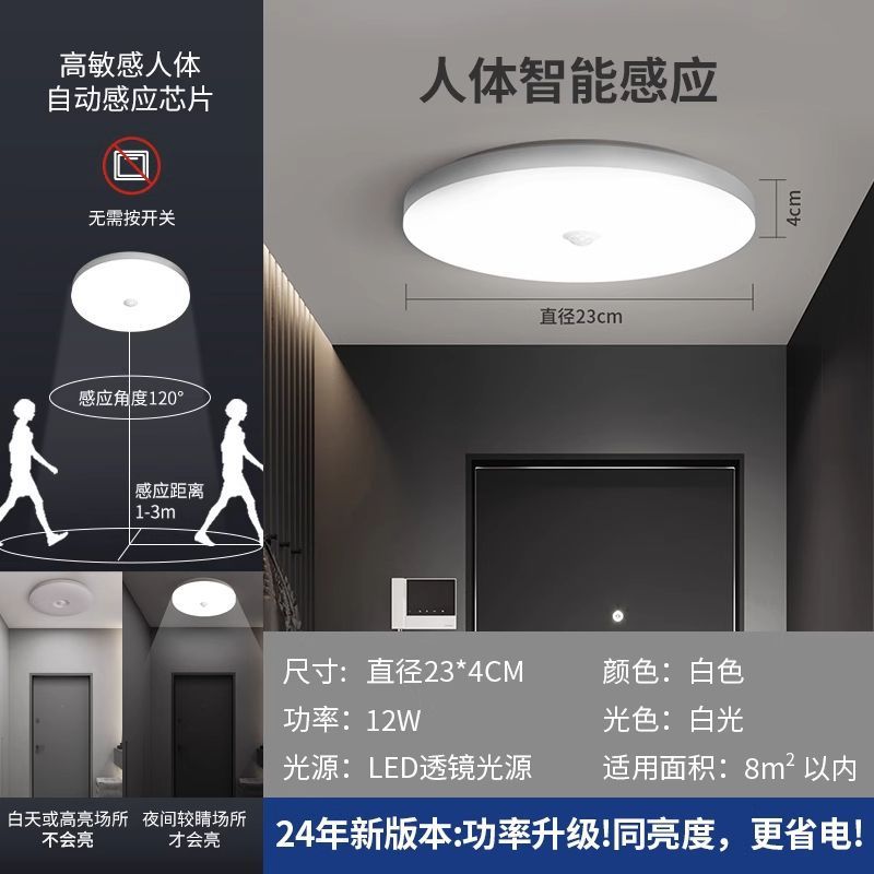 Led ceiling light - motion sensor radar light for stairwells, hallways, entryways, and balconies