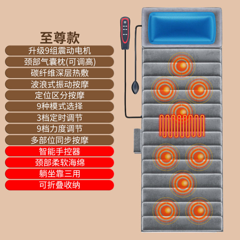 Massage mattress topper, home use neck vibration massager, electric shoulder, neck, and back cushion for neck and lumbar support