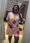 Fashionsuit european goods sense of design butterfly diamond short-sleeved t-shirt tops women + elastic waist wide-leg shorts two-piece set
