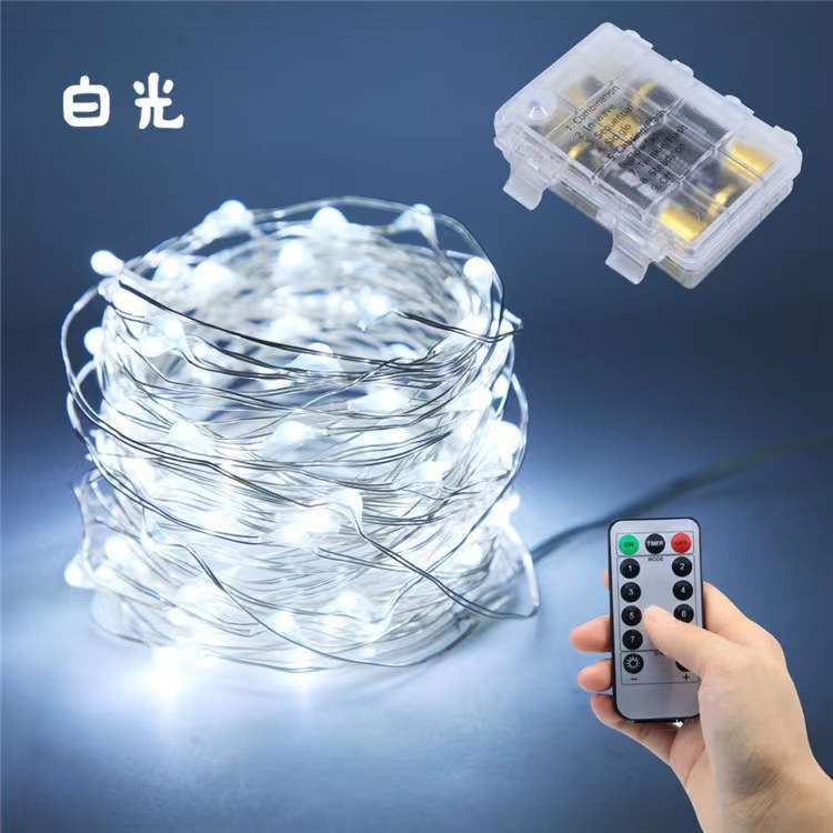 Cross-border small lanterns waterproof remote control battery box copper wire light string small lights christmas lights decorative led light wire string lights