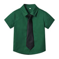 Boys' cotton shirt - korean style, new spring/summer trendy design with tie, baby white, stylish preppy school style boys' shirt