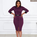Q022y european and american cross-border foreign trade new  high waist slimming one-row button slit sexy hip-hugging dress