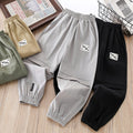 Boys' summer lightweight ice silk pants - quick-dry, mid-to-large size, casual sports trousers with elastic cuffs - mosquito-proof