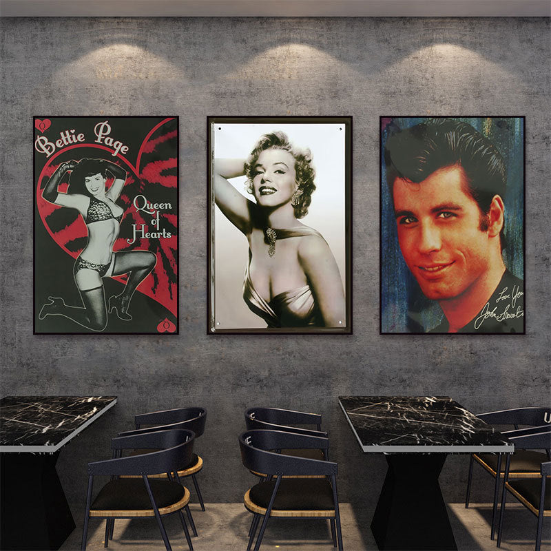 Bar decoration painting American retro cafe hanging painting Qingba KTV box Route 66 old iron mural