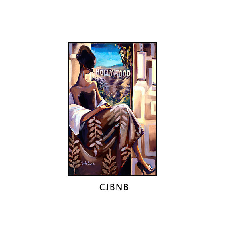 Industrial style bar decorative painting American retro beautiful woman oil painting ktv box hanging painting western restaurant cafe mural