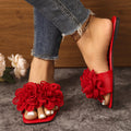 Fashionexportflowersflatsone-word square toe slippers women's new arrivaloutwearcasual lightweight beach sandals wish