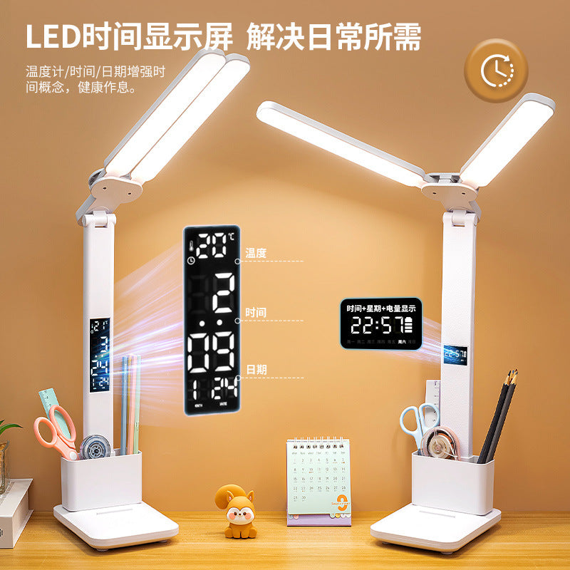 German desk lamp - full spectrum, large light surface, dual lamp head, soft light, eye protection - ideal for dorms and student study