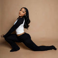 Amazon american casual sports suit comfy basics contrast color long sleeves t-shirt flip waistpants fitness three-piece set wholesale
