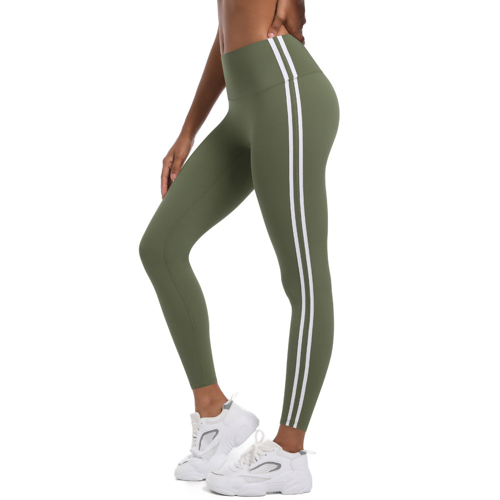 New striped cropped leggings - high waist, slimming, athletic barbie pants - peach lift, running, fitness, yoga pants for women