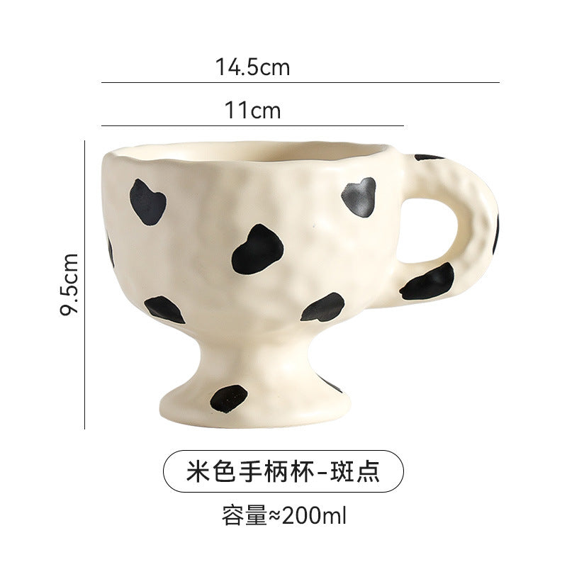 Niche styleins creative stylish ceramic handle cup retro high-looking office coffee cup afternoon tea goblet