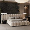 Cream style widescreen bed house large soft-packed fabric bed bedroom classy furniture double bed master bedroom 2.4m