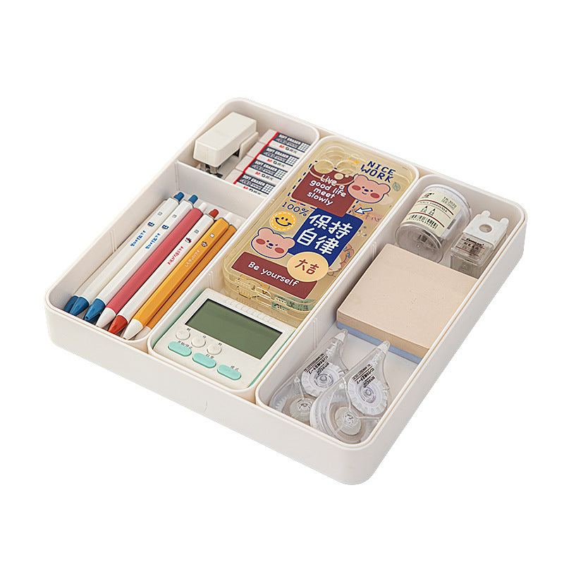 Multifunctional Square Storage Box Grid Plastic Retractable Storage Box Desktop Drawer Storage Stationery Storage Box