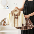 Girls' sweater set - new autumn/winter collection: adorable cartoon lace knit cardigan two-piece outfit for little girls
